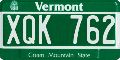 VT license plate XQK762