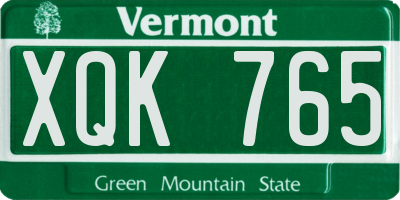 VT license plate XQK765