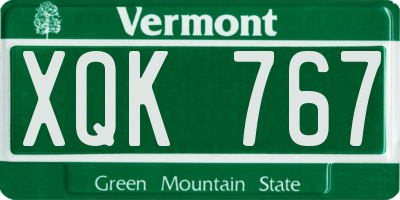 VT license plate XQK767