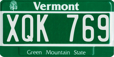 VT license plate XQK769