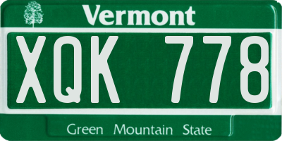 VT license plate XQK778