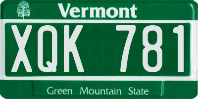 VT license plate XQK781