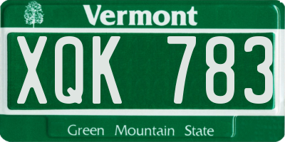 VT license plate XQK783