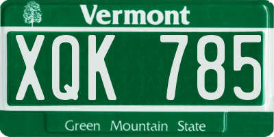 VT license plate XQK785