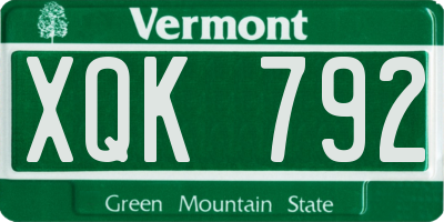VT license plate XQK792