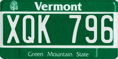 VT license plate XQK796