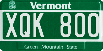VT license plate XQK800
