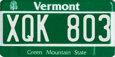 VT license plate XQK803