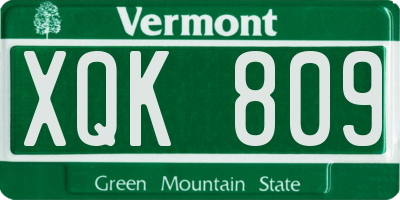 VT license plate XQK809