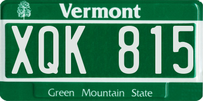 VT license plate XQK815