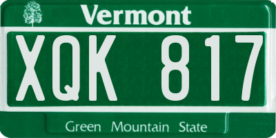 VT license plate XQK817