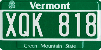 VT license plate XQK818