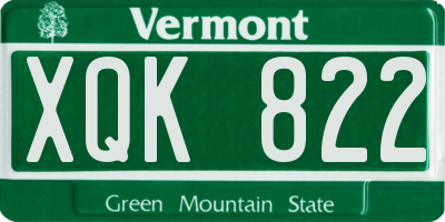 VT license plate XQK822