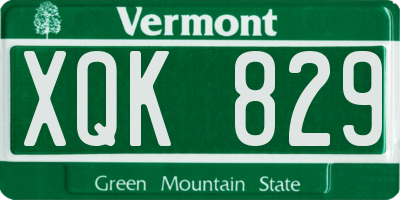 VT license plate XQK829