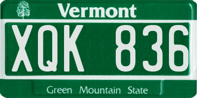 VT license plate XQK836