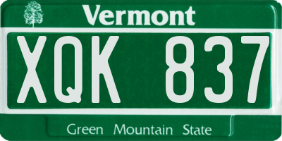 VT license plate XQK837