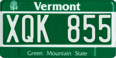 VT license plate XQK855