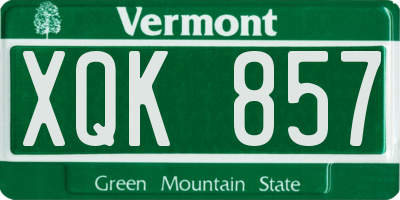 VT license plate XQK857