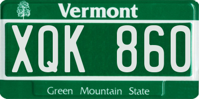 VT license plate XQK860
