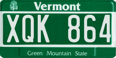 VT license plate XQK864