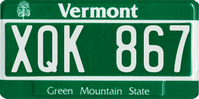 VT license plate XQK867