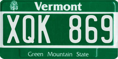 VT license plate XQK869