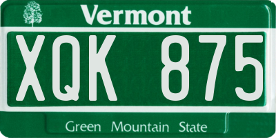 VT license plate XQK875