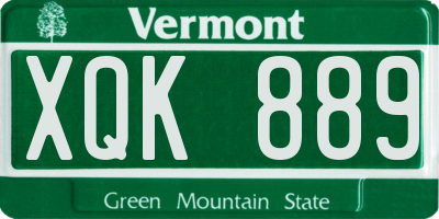 VT license plate XQK889