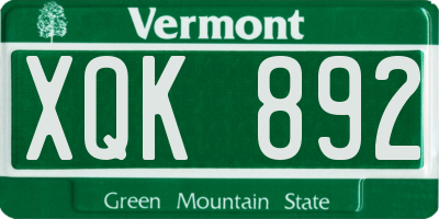 VT license plate XQK892