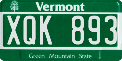 VT license plate XQK893