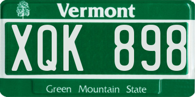 VT license plate XQK898
