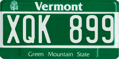 VT license plate XQK899