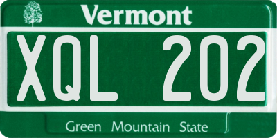 VT license plate XQL202
