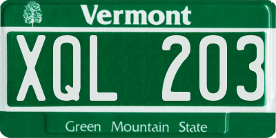 VT license plate XQL203