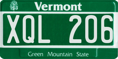 VT license plate XQL206