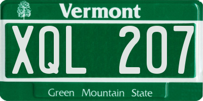 VT license plate XQL207