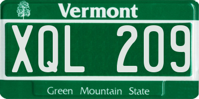 VT license plate XQL209
