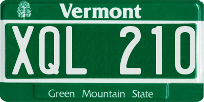 VT license plate XQL210