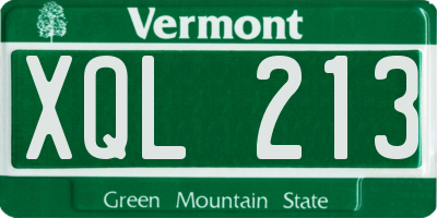 VT license plate XQL213