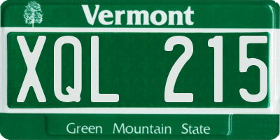 VT license plate XQL215