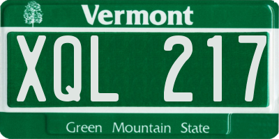 VT license plate XQL217