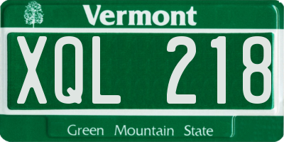 VT license plate XQL218