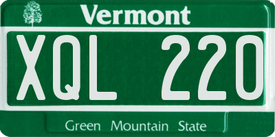 VT license plate XQL220