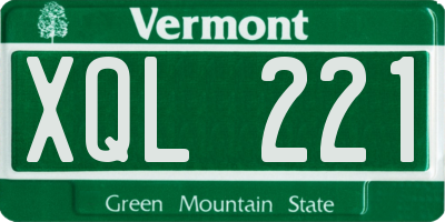VT license plate XQL221