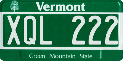 VT license plate XQL222