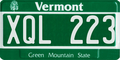 VT license plate XQL223