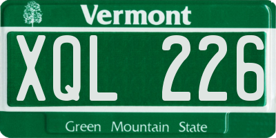 VT license plate XQL226