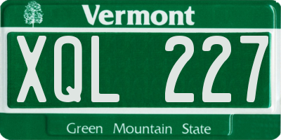 VT license plate XQL227