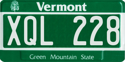 VT license plate XQL228