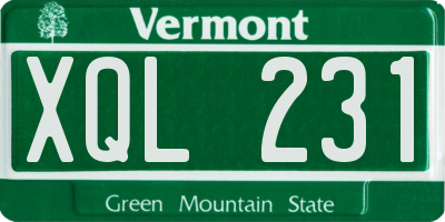 VT license plate XQL231